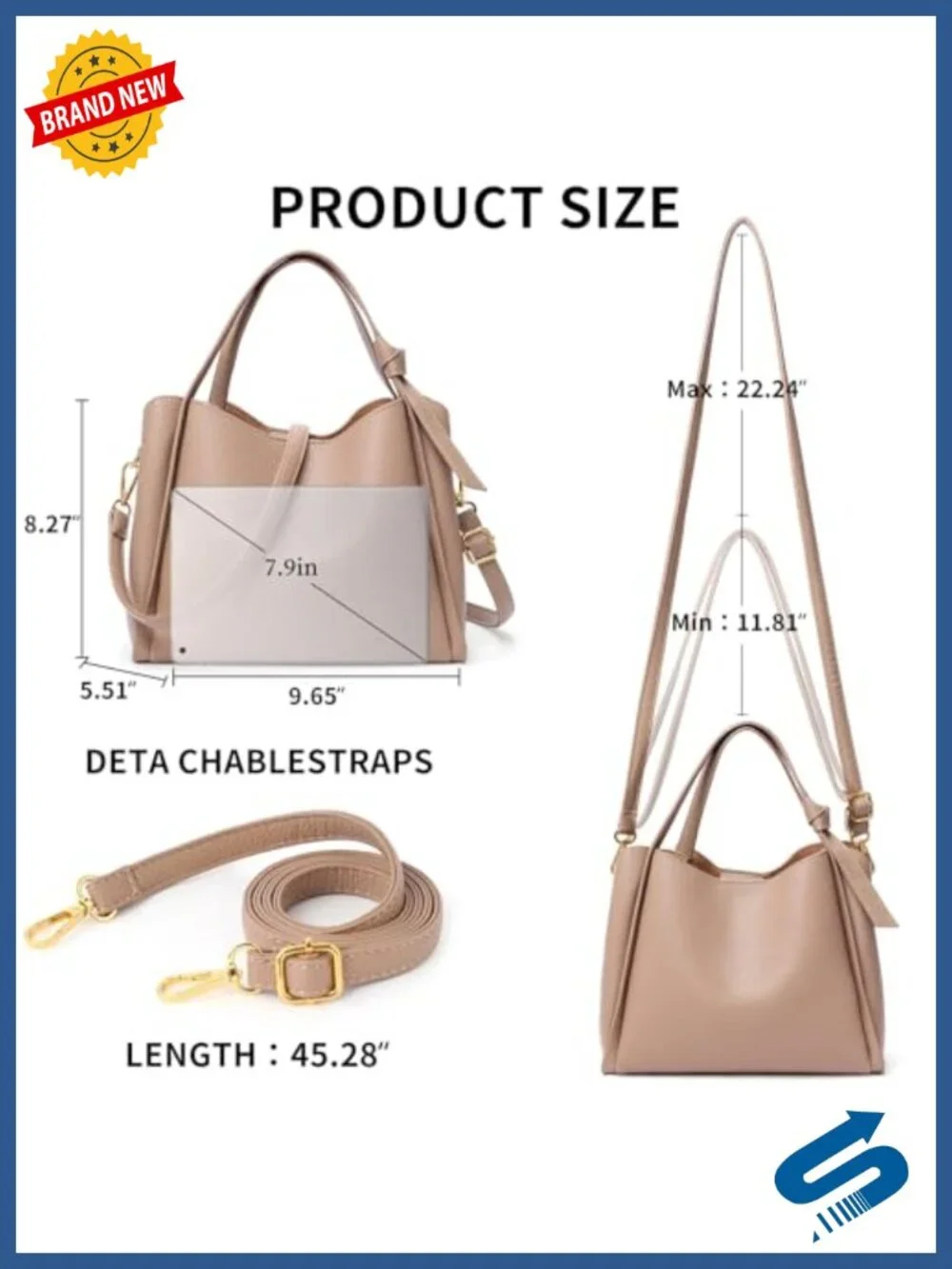 Women's PU Leather Tote Satchel Crossbody Purse with Handles